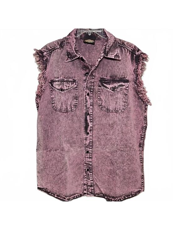Other - Biker's Pride | Pink-Purple Sleeveless Denim Shirt | M